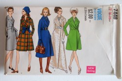 7448 VOGUE '68 EMPIRE COLLAR WRAP COAT 3 LENGTHS PATTERN 12